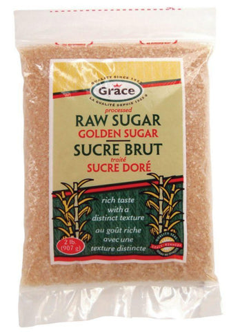 A 2 lb bag of Grace raw sugar