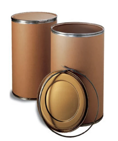 Stock image of two cardboard barrels used for storage.